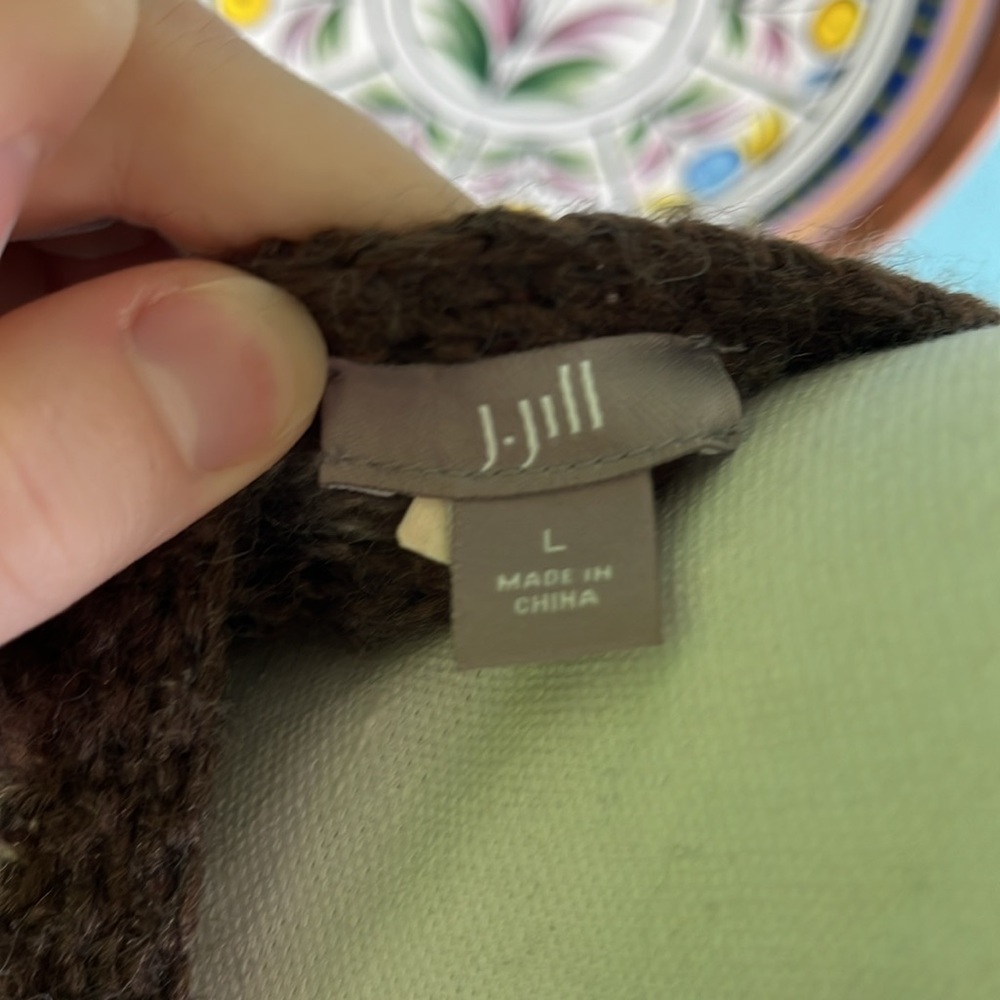 Vintage J.Jill Fair Isle Raglan Sleeve Wool Blend Chunky Knit Cardigan - Picture 5 of 10
